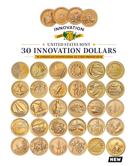 United States of America - $1 Each - 30 American Innovation Dollars – Full Collection till 2026 Steve Jobs
