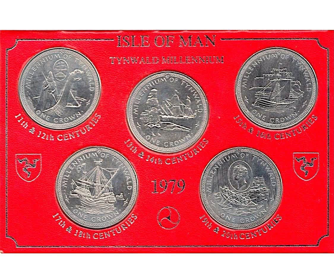 1979 Isle of Man – 1 Crown Each - Tynwald Millennium Crown 5-Coin Set