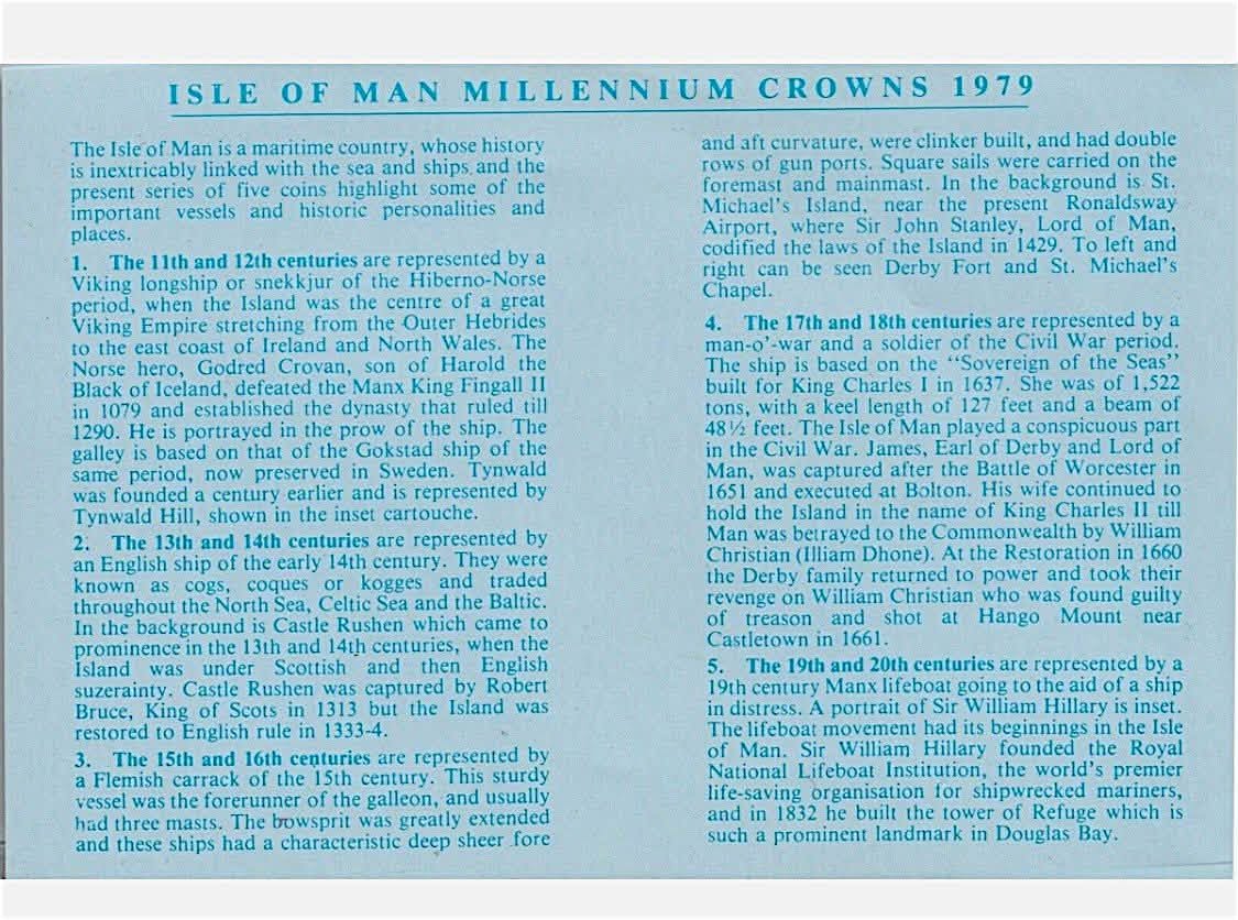 1979 Isle of Man – 1 Crown Each - Tynwald Millennium Crown 5-Coin Set