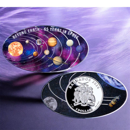 1 Oz - 2026 Barbados – 5 Dollars - Beyond Earth – 65 Years in Space
