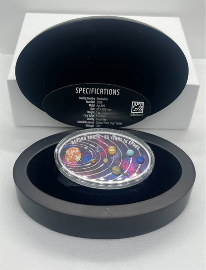 1 Oz - 2026 Barbados – 5 Dollars - Beyond Earth – 65 Years in Space