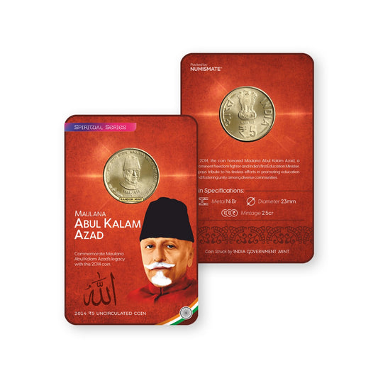 Rs.5 MAULANA ABUL KALAM AZAD Commemorative Coin Card - Special Edition image 0