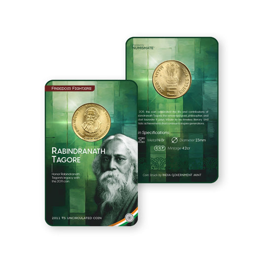 Rs.5 RABINDRANATH TAGORE Commemorative Coin Card - Special Edition image 0