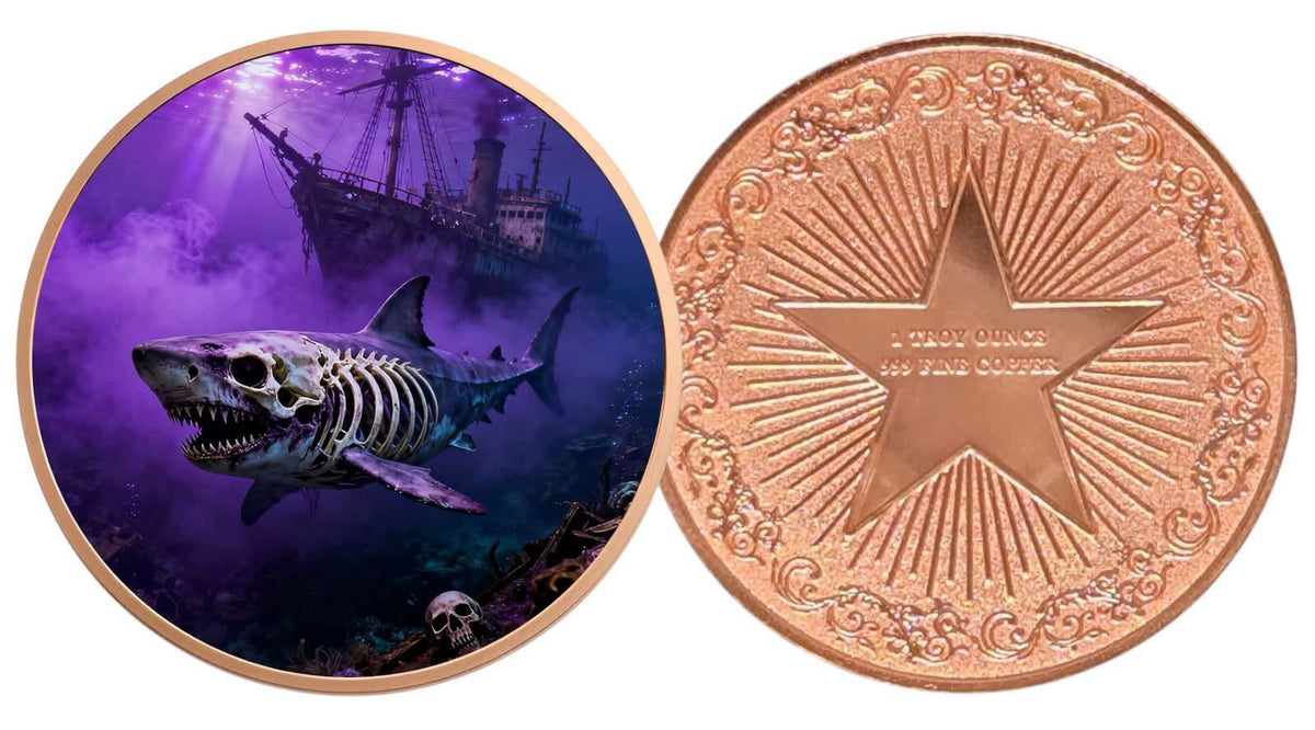 1 Troy Ounce - Shark Wreckage Copper Round