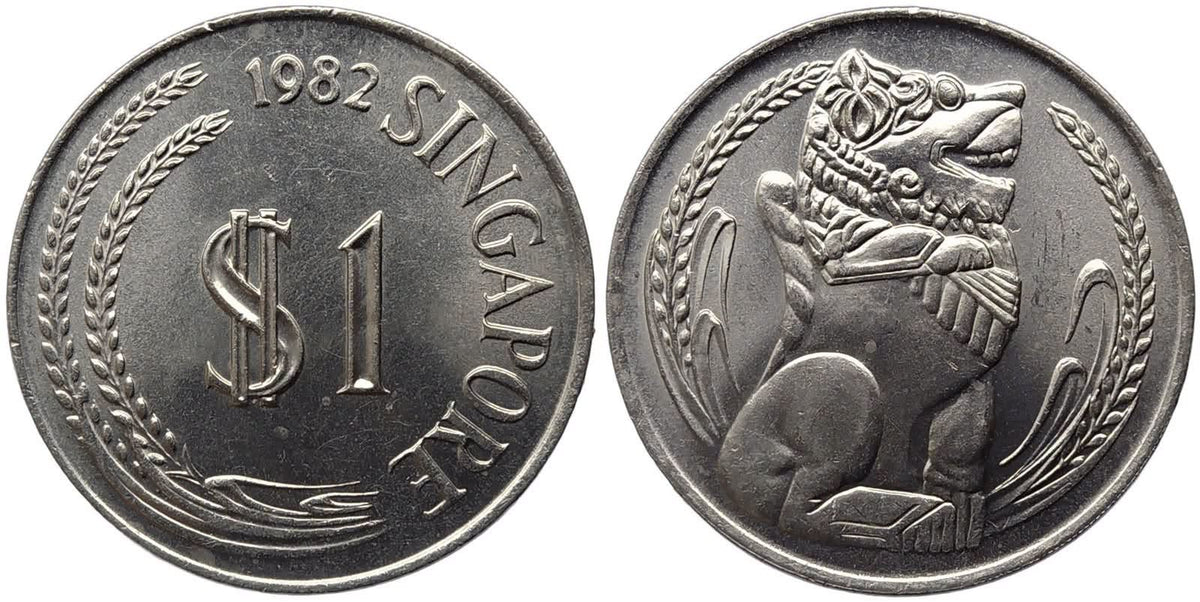 1982 Singapore - Vintage Singapore $1 Coin