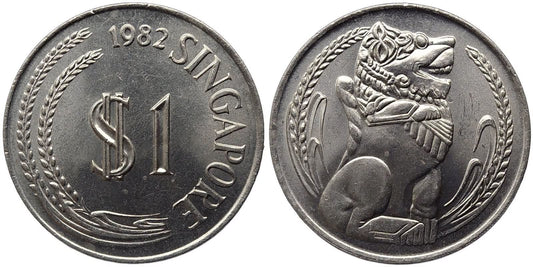 1982 Singapore - Vintage Singapore $1 Coin