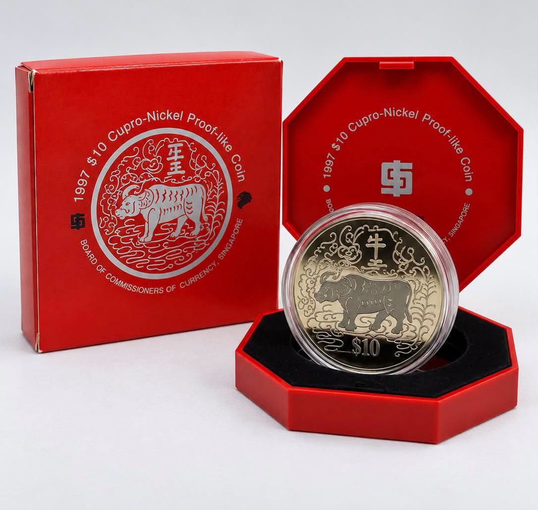 1997 Singapore - S$10 - Lunar Ox – Series I Cupro-Nickel Coin