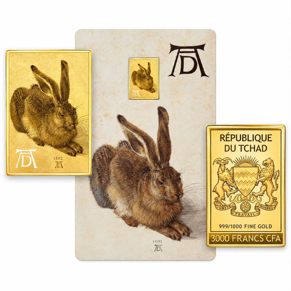 Chad - 3000 Francs CFA - Young Hare – Albrecht Dürer Gold Coin