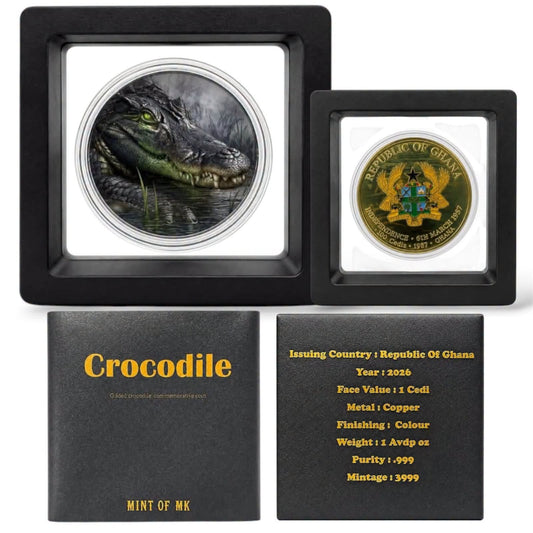 2026 Ghana - 1 Cedi - Crocodile – Colorized Copper Coin