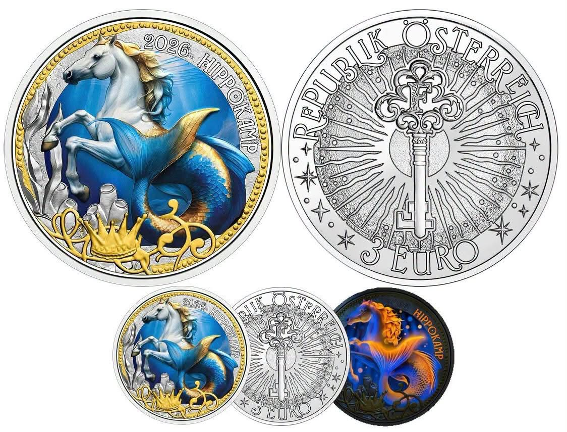 2026 Austria - 3 Euro - Hippokamp – Mythical Creatures