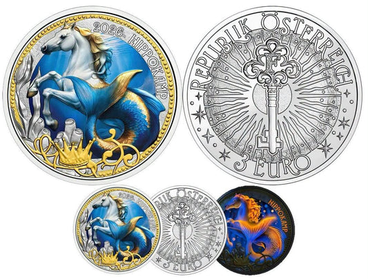 2026 Austria - 3 Euro - Hippokamp – Mythical Creatures
