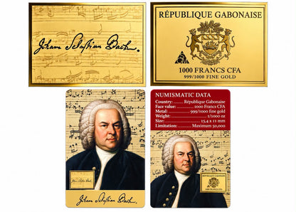 Gabon - 1000 Francs CFA - Johann Sebastian Bach – Gold Coin Card