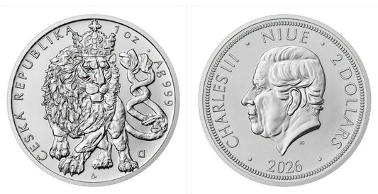 2026 Niue - $2 - 1 Oz Czech Lion