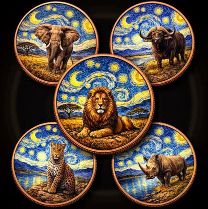 1 AVDP oz (31.1 g) * 5 - The Big Five Collection – Colorized Copper Rounds