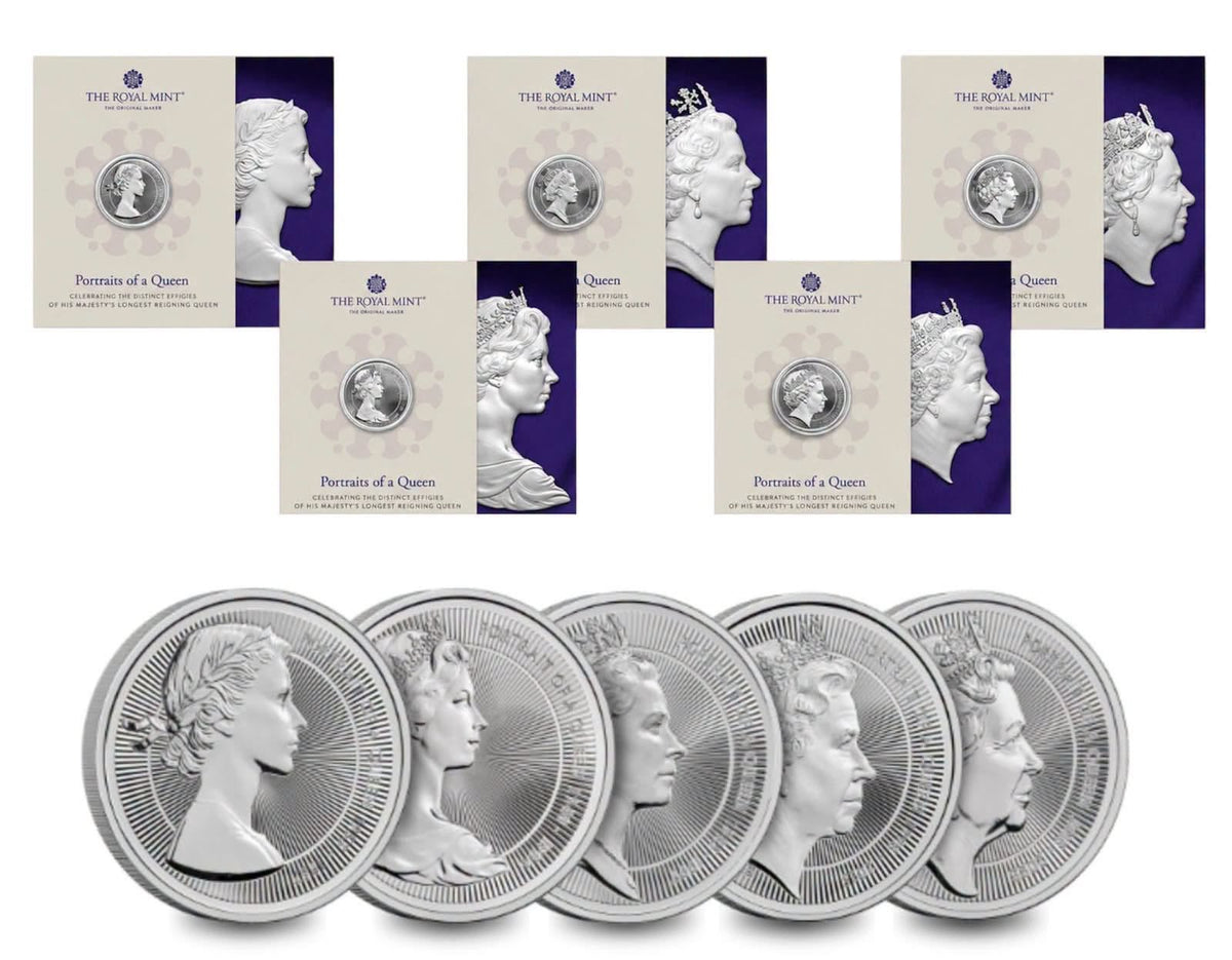 2026 UK - £5 Each - Portraits of a Queen – Elizabeth II Five-Coin Collection