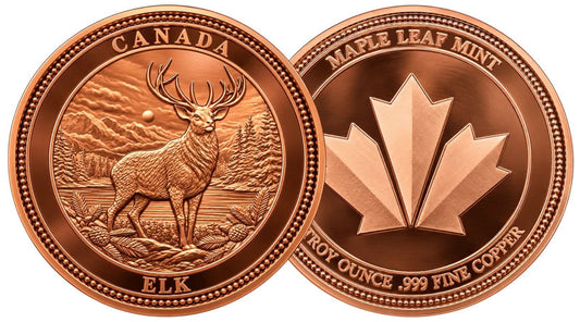 Canada - 1 Troy Oz - Elk – Canadian Heritage Series Copper Round