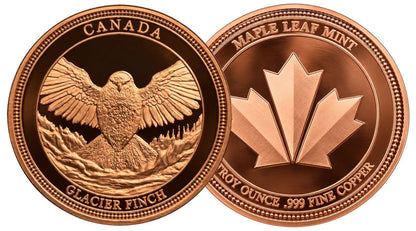 Canada - 1 Troy Oz - Glacier Finch – Canadian Heritage Series Copper Round