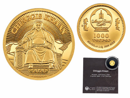 2026 Mongolia - 1000 Togrog - Chinggis Khaan – 0.5 g Gold Coin