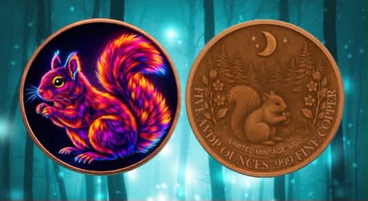 5 AVDP Oz - Mystic Night Squirrel – Neon Series #5 Colorized Copper Round