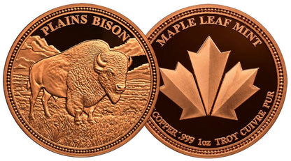 Canada - 1 Troy Oz - Plains Bison – Hunting Series Copper Round