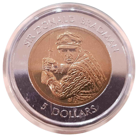 Tribute to Sir Donald Bradman Bi-Metal 1996 $5 Uncirculated Coin image 2