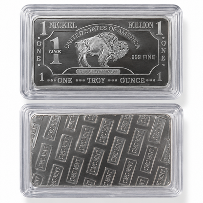 1 Troy Ounce .999 Fine Nickel Bullion Bar