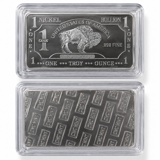 1 Troy Ounce .999 Fine Nickel Bullion Bar