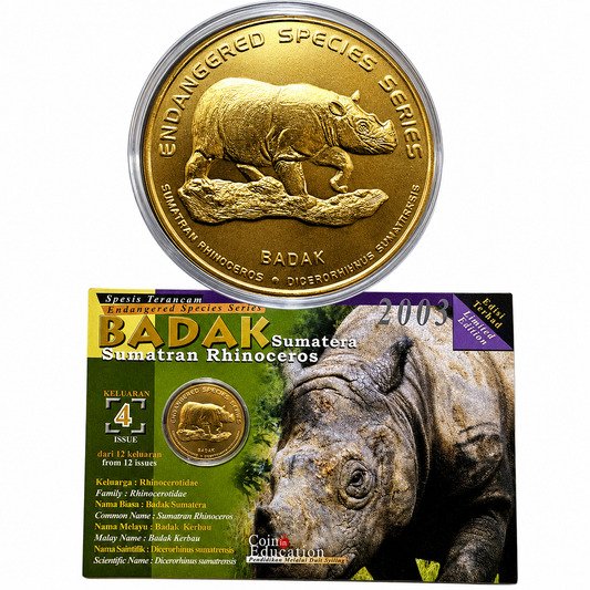 2003 Malaysia – 25 Sen - Sumatran Rhinoceros (Badak Sumatera) – Endangered Species Series
