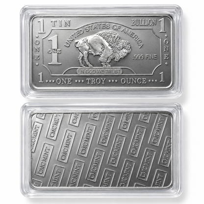 1 Troy Ounce .999 Fine Tin Bullion Bar