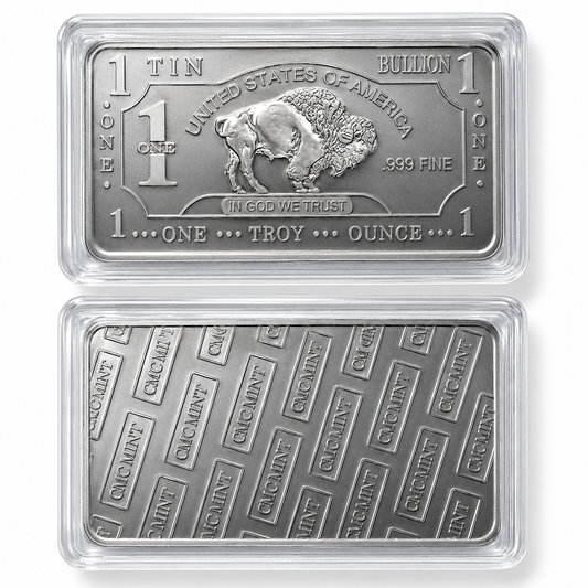 1 Troy Ounce .999 Fine Tin Bullion Bar