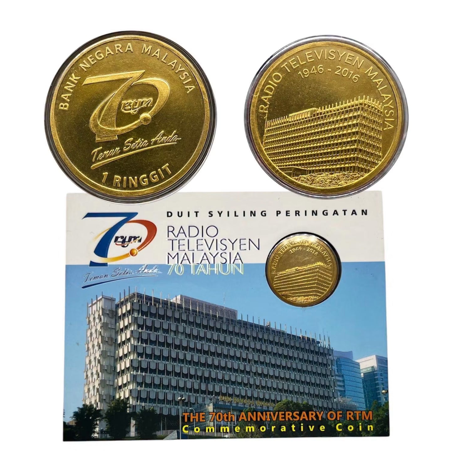 2016 Malaysia - 1 Ringgit - RTM 70th Anniversary Commemorative Coin Card