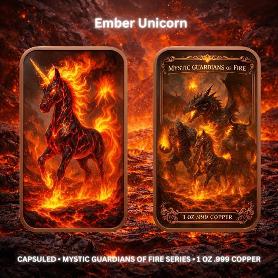Mystic Guardians of Fire  – Set of 4 Copper Art Bars