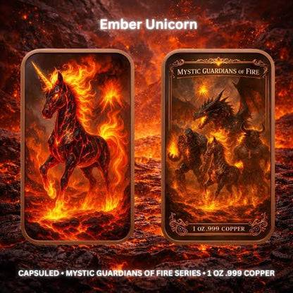 Mystic Guardians of Fire  – Set of 4 Copper Art Bars