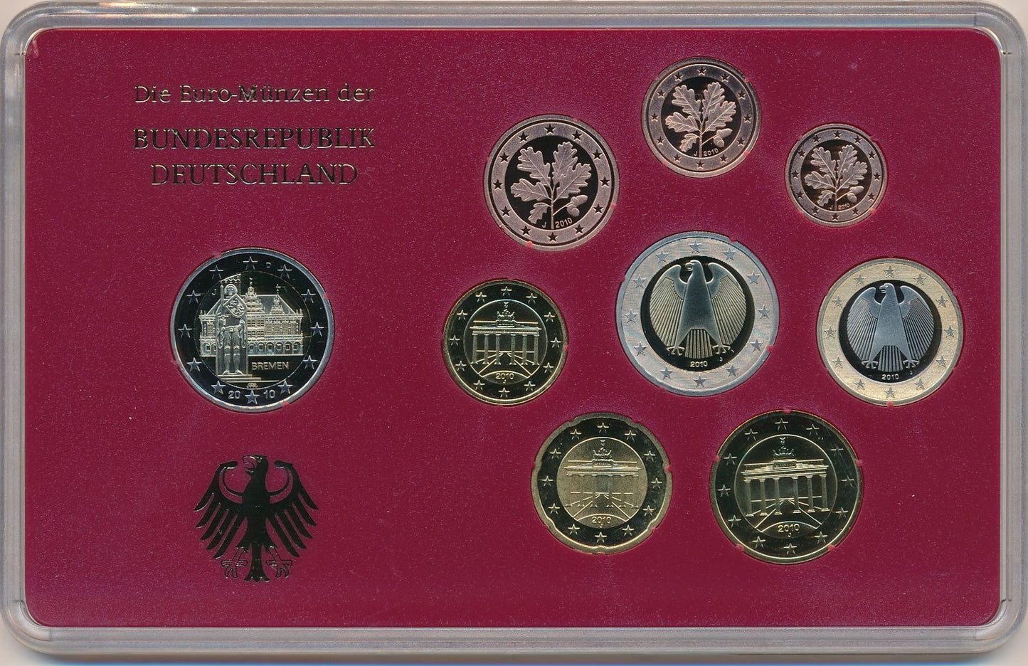 2010 Germany - 1c, 2c, 5c, 10c, 20c, 50c, €1, €2 - Euro Coin Set - Random Mint