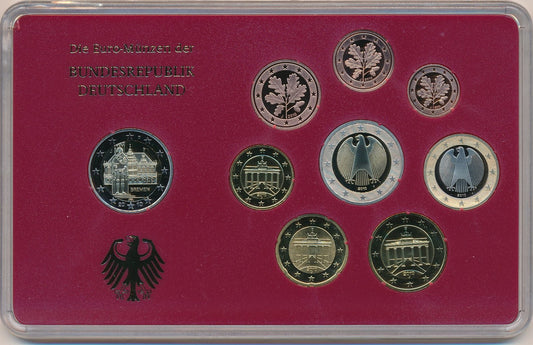 2010 Germany - 1c, 2c, 5c, 10c, 20c, 50c, €1, €2 - Euro Coin Set - Random Mint