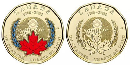 2020 Canada – $1 Loonie – United Nations Two coins set
