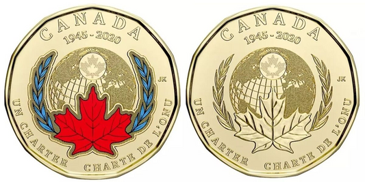 2020 Canada – $1 Loonie – United Nations Two coins set