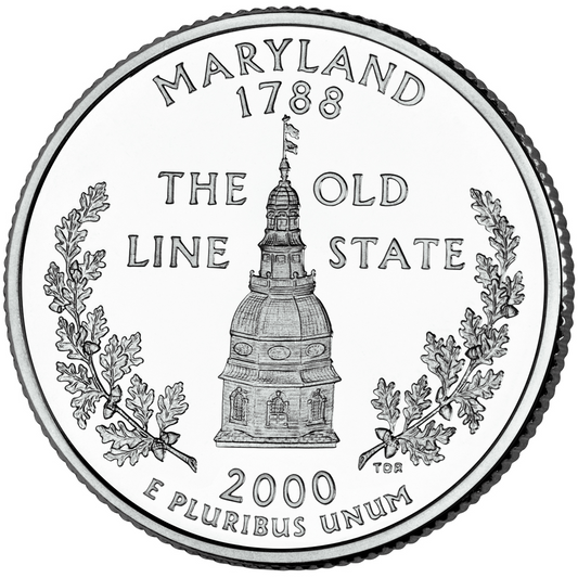 2000 USA  – Maryland State Quarter Dollar UNC coin
