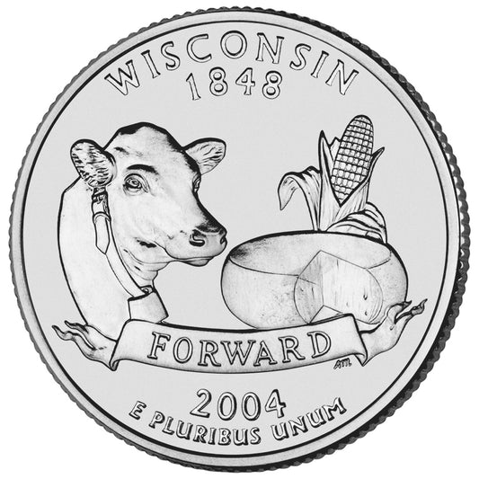 2004 USA  – Wisconsin State Quarter Dollar UNC coin
