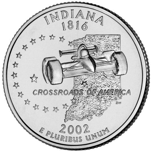2002 USA  – Indiana State Quarter Dollar UNC coin