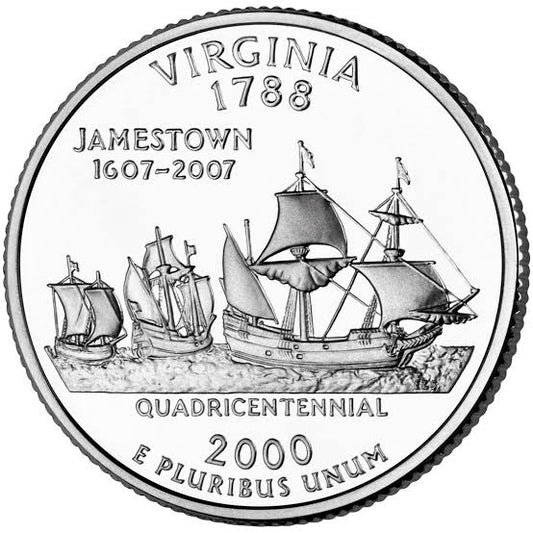 2000 USA – Virginia State Quarter Dollar UNC coin