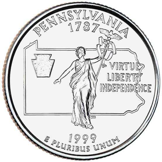 1999 USA – Pennsylvania State Quarter Dollar UNC coin