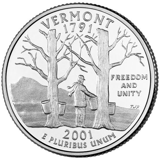 2001 USA – Vermont State Quarter Dollar UNC coin