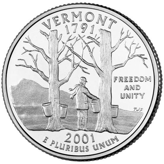 2001 USA – Vermont State Quarter Dollar UNC coin