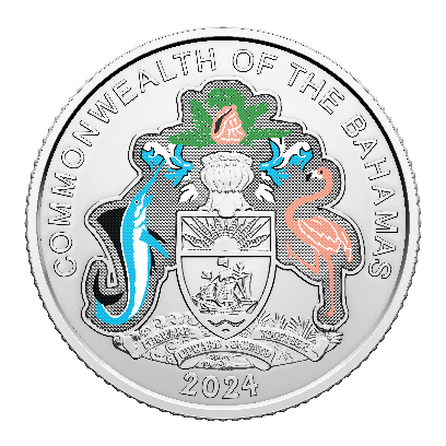 2024 Bahamas - 50 years of The Central Bank Colored BU coin