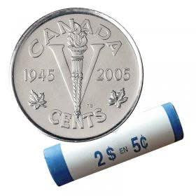 2005 Canada - 60th Anniversary of Victory – 5 Cents Original Mint Roll