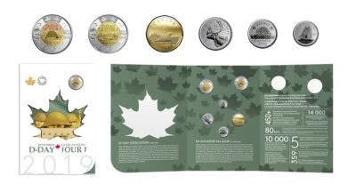 2019 Canada - 5 ¢, 10 ¢, 25 ¢, $1 & $2 - 75th Anniversary of D-Day – Turning the Tide of World War II