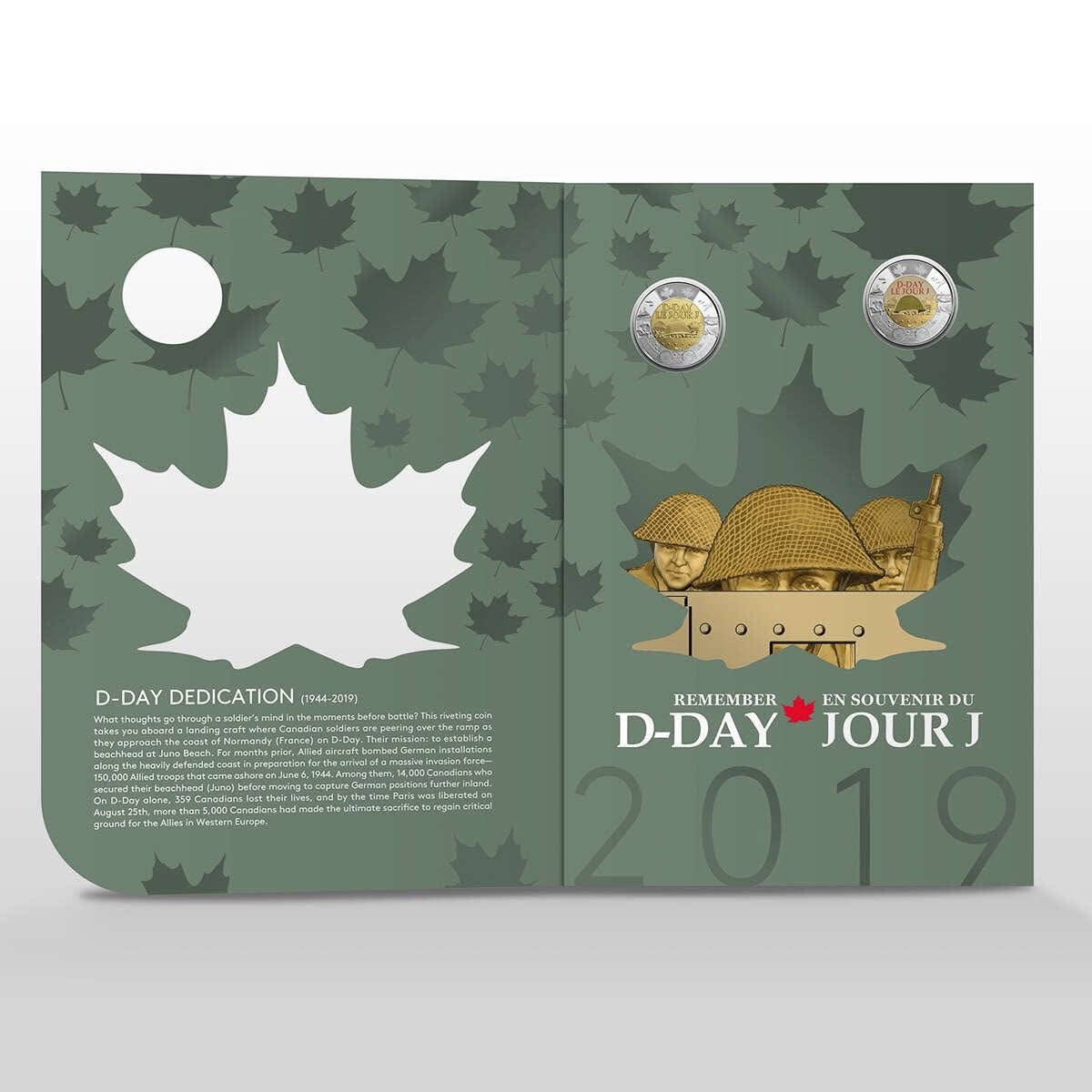 2019 Canada - 5 ¢, 10 ¢, 25 ¢, $1 & $2 - 75th Anniversary of D-Day – Turning the Tide of World War II