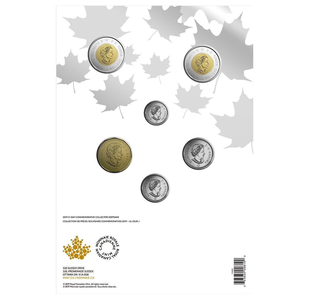 2019 Canada - 5 ¢, 10 ¢, 25 ¢, $1 & $2 - 75th Anniversary of D-Day – Turning the Tide of World War II