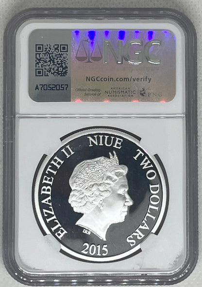 2015 Niue - 2 Dollars - 1 Oz - Iron Man (Avengers: Age of Ultron) Colorized Silver Coin – NGC PF69 UC